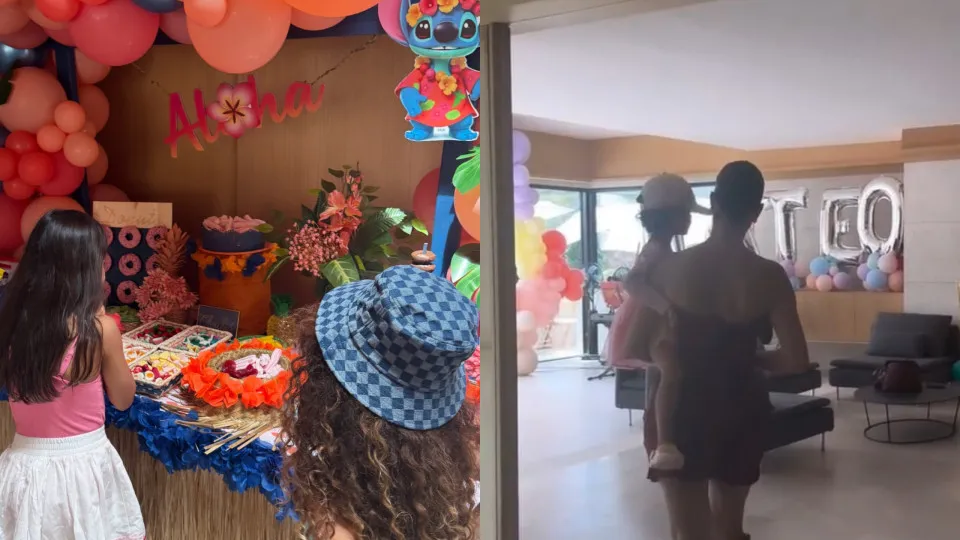 Cristiano Ronaldo e Georgina fazem festa com fogos para os filhos; veja